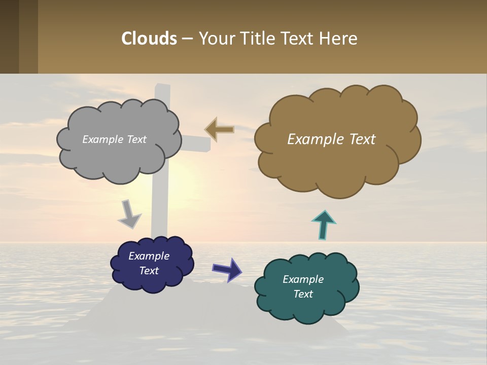 A Cross Sitting On Top Of A Rock In The Ocean PowerPoint Template