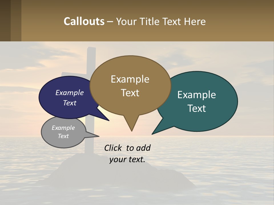 A Cross Sitting On Top Of A Rock In The Ocean PowerPoint Template