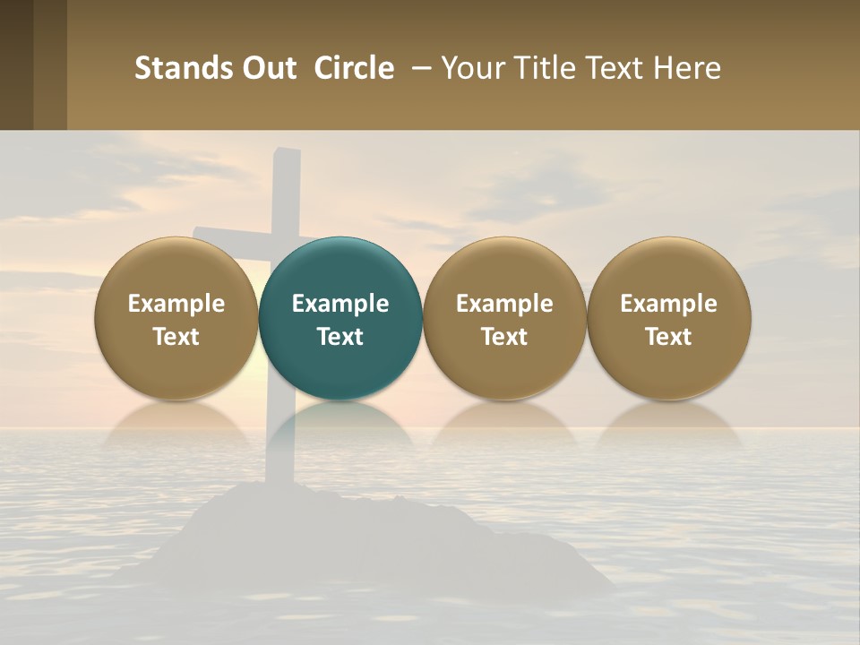 A Cross Sitting On Top Of A Rock In The Ocean PowerPoint Template