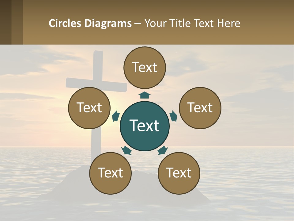 A Cross Sitting On Top Of A Rock In The Ocean PowerPoint Template