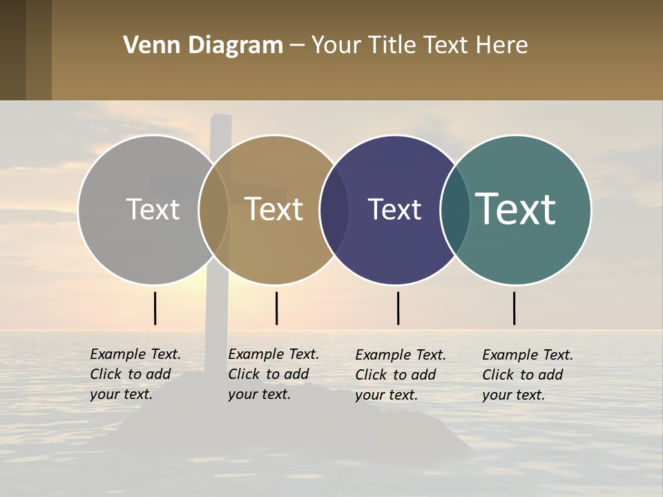 A Cross Sitting On Top Of A Rock In The Ocean PowerPoint Template