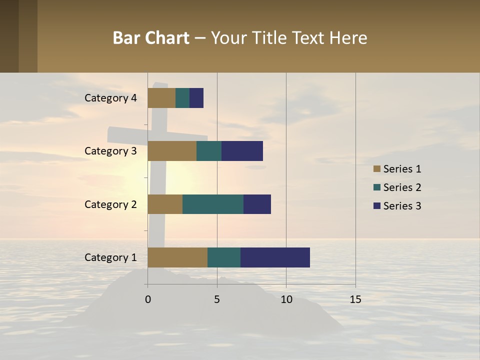 A Cross Sitting On Top Of A Rock In The Ocean PowerPoint Template