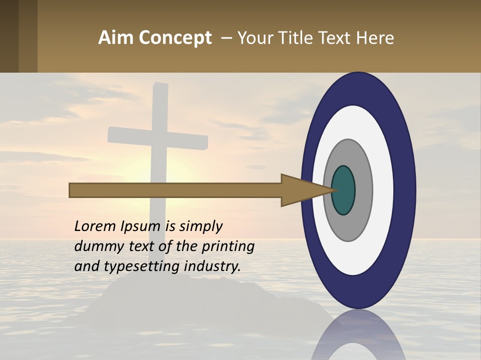 A Cross Sitting On Top Of A Rock In The Ocean PowerPoint Template