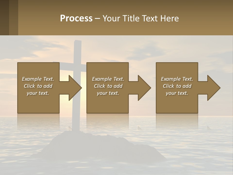 A Cross Sitting On Top Of A Rock In The Ocean PowerPoint Template