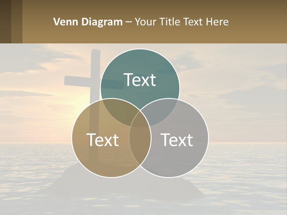 A Cross Sitting On Top Of A Rock In The Ocean PowerPoint Template