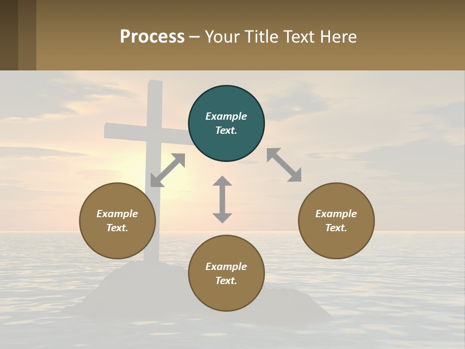 A Cross Sitting On Top Of A Rock In The Ocean PowerPoint Template