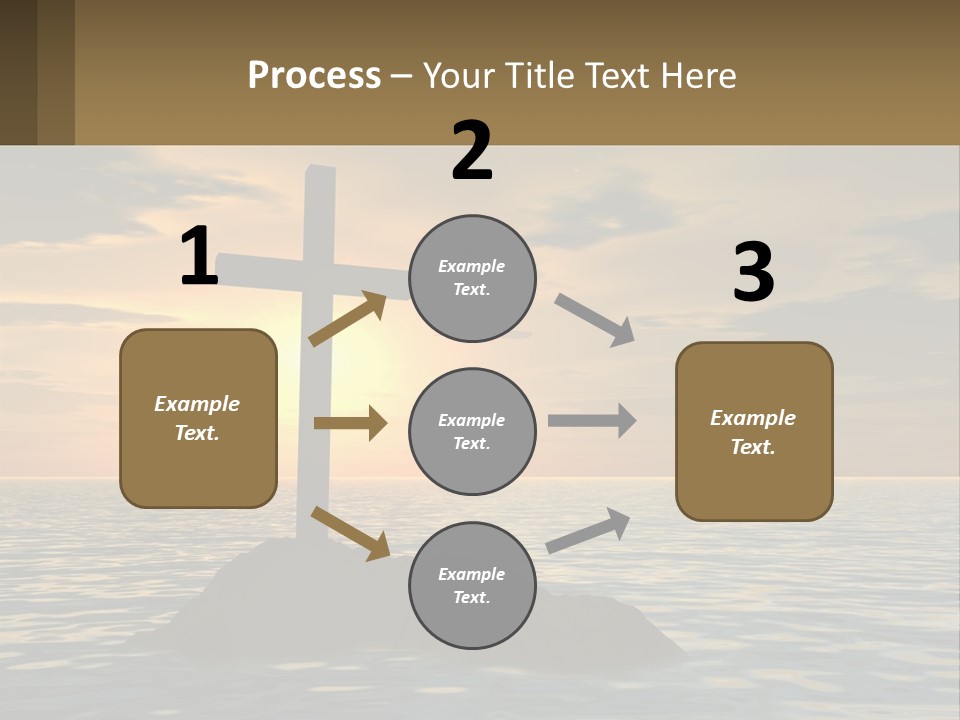 A Cross Sitting On Top Of A Rock In The Ocean PowerPoint Template