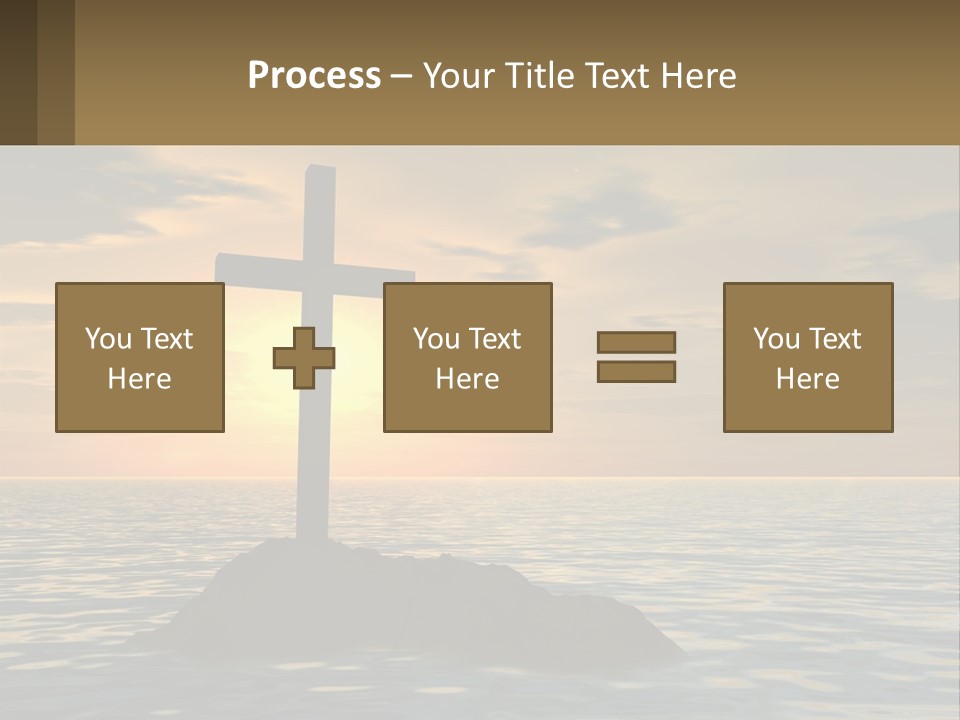 A Cross Sitting On Top Of A Rock In The Ocean PowerPoint Template