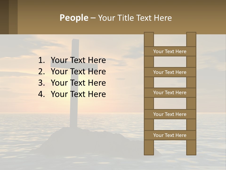 A Cross Sitting On Top Of A Rock In The Ocean PowerPoint Template