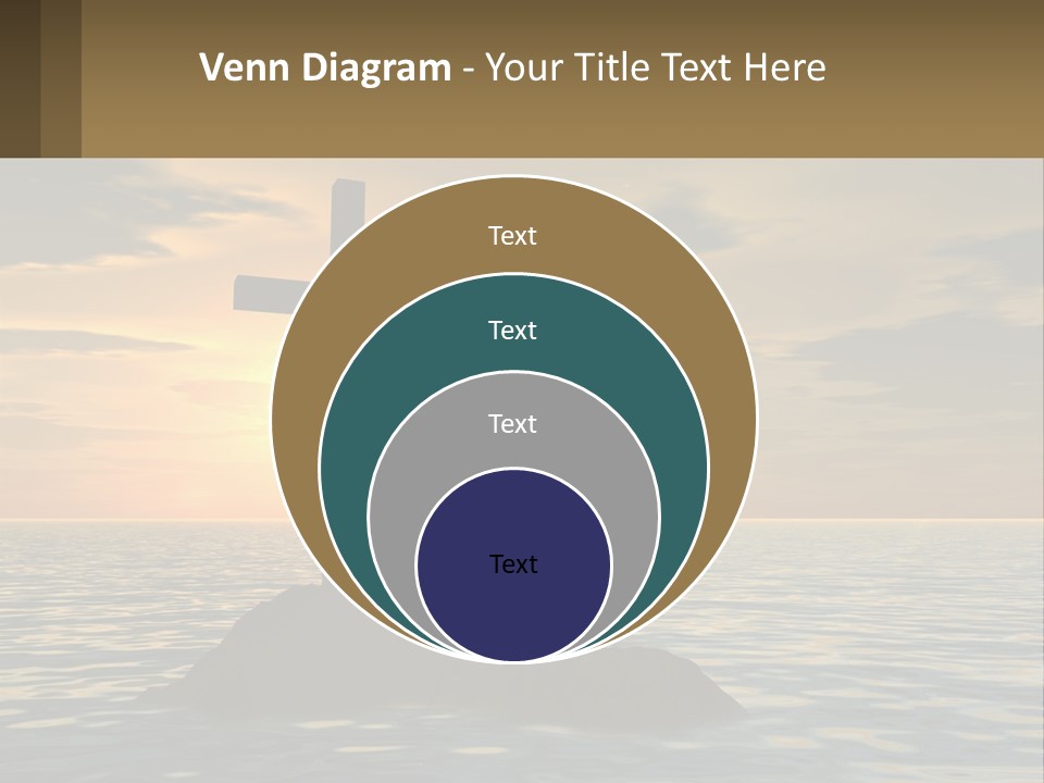 A Cross Sitting On Top Of A Rock In The Ocean PowerPoint Template