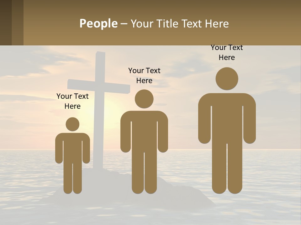 A Cross Sitting On Top Of A Rock In The Ocean PowerPoint Template