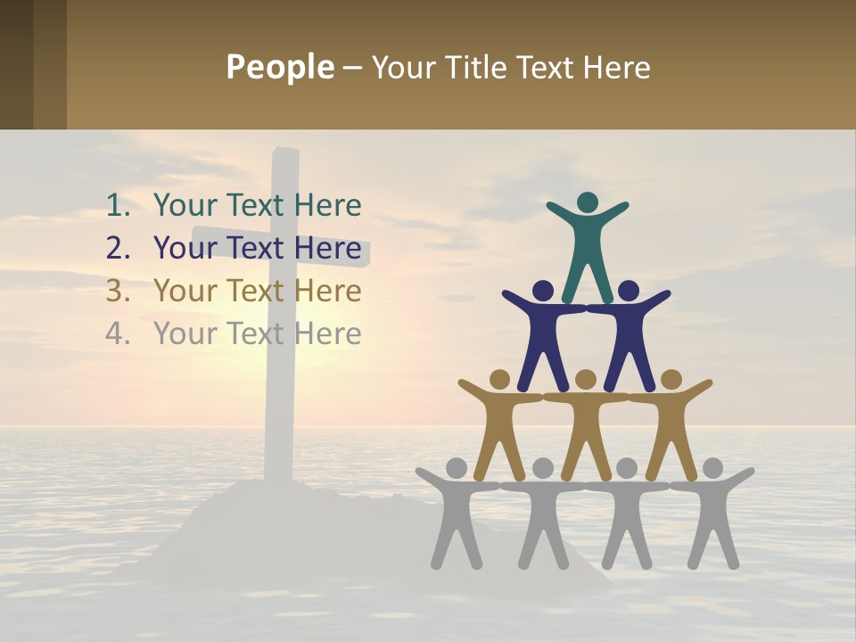 A Cross Sitting On Top Of A Rock In The Ocean PowerPoint Template
