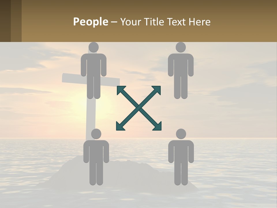 A Cross Sitting On Top Of A Rock In The Ocean PowerPoint Template