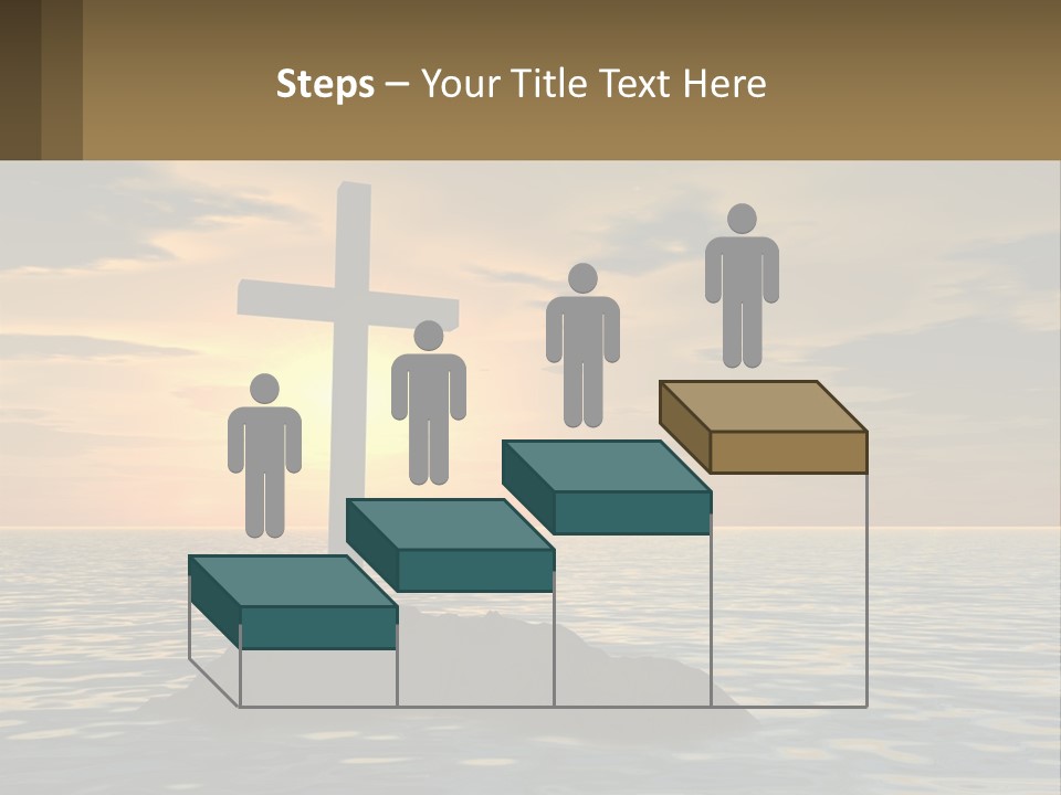 A Cross Sitting On Top Of A Rock In The Ocean PowerPoint Template