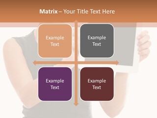 A Woman Holding A Tablet Computer With A Blank Screen PowerPoint Template