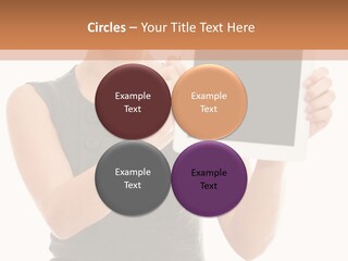 A Woman Holding A Tablet Computer With A Blank Screen PowerPoint Template