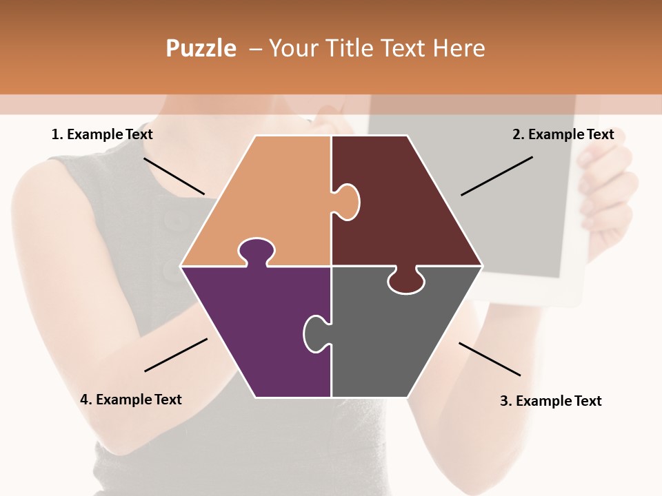 A Woman Holding A Tablet Computer With A Blank Screen PowerPoint Template