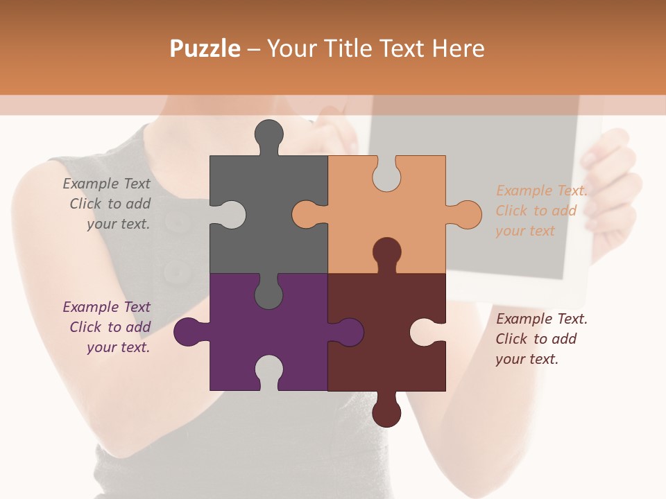 A Woman Holding A Tablet Computer With A Blank Screen PowerPoint Template