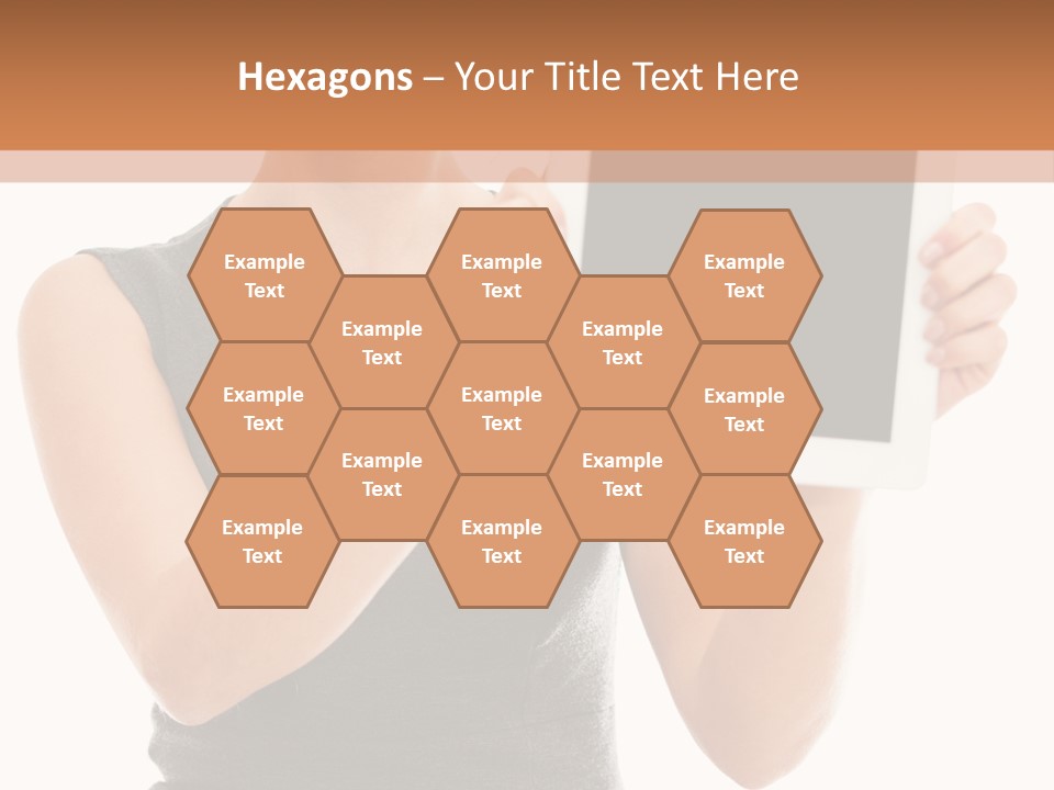 A Woman Holding A Tablet Computer With A Blank Screen PowerPoint Template