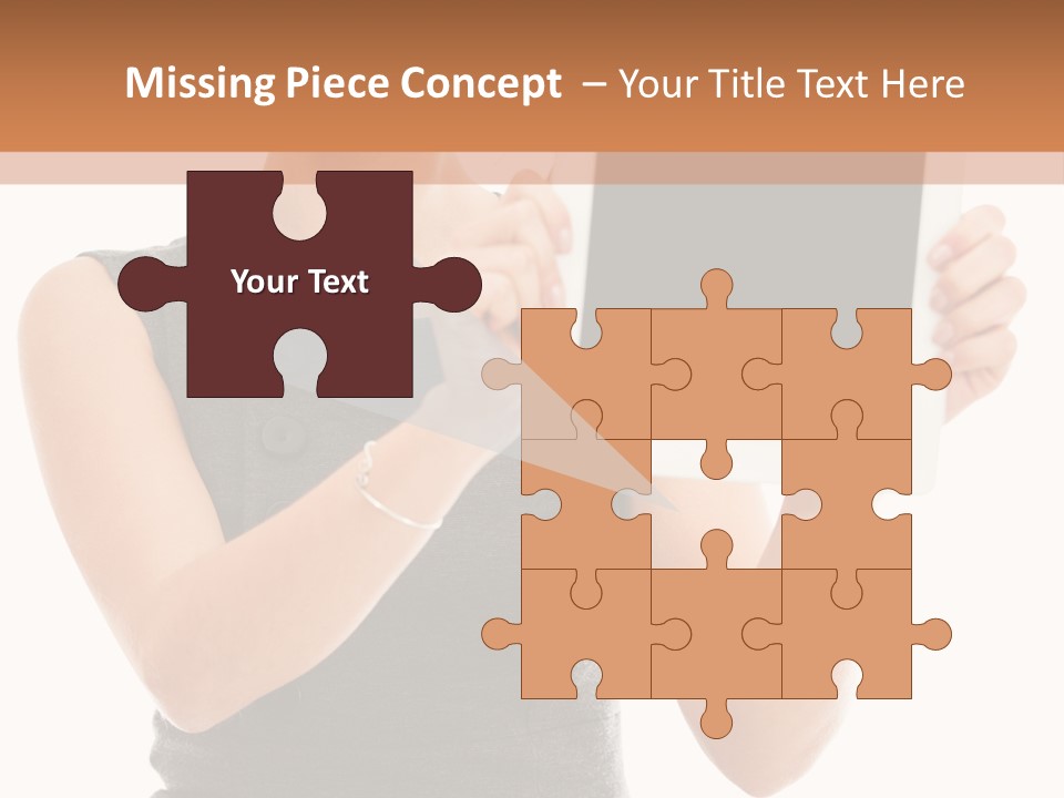 A Woman Holding A Tablet Computer With A Blank Screen PowerPoint Template