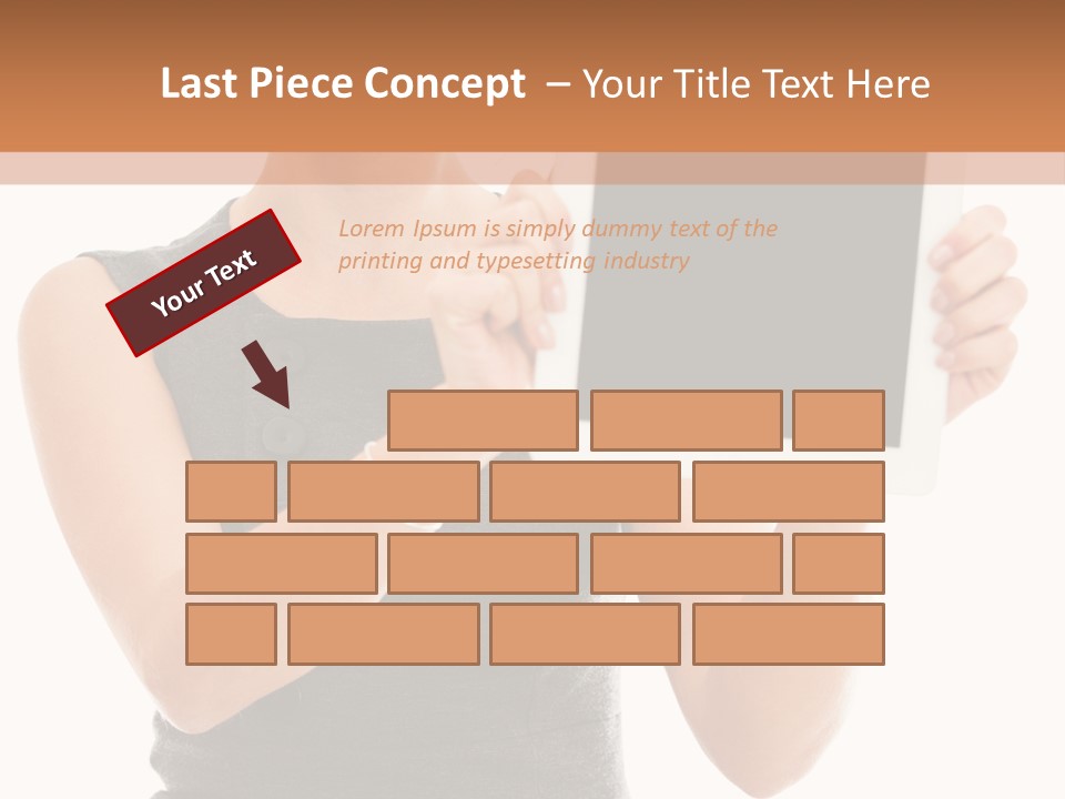 A Woman Holding A Tablet Computer With A Blank Screen PowerPoint Template