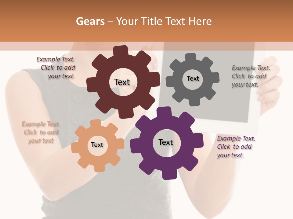 A Woman Holding A Tablet Computer With A Blank Screen PowerPoint Template