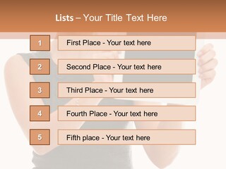 A Woman Holding A Tablet Computer With A Blank Screen PowerPoint Template