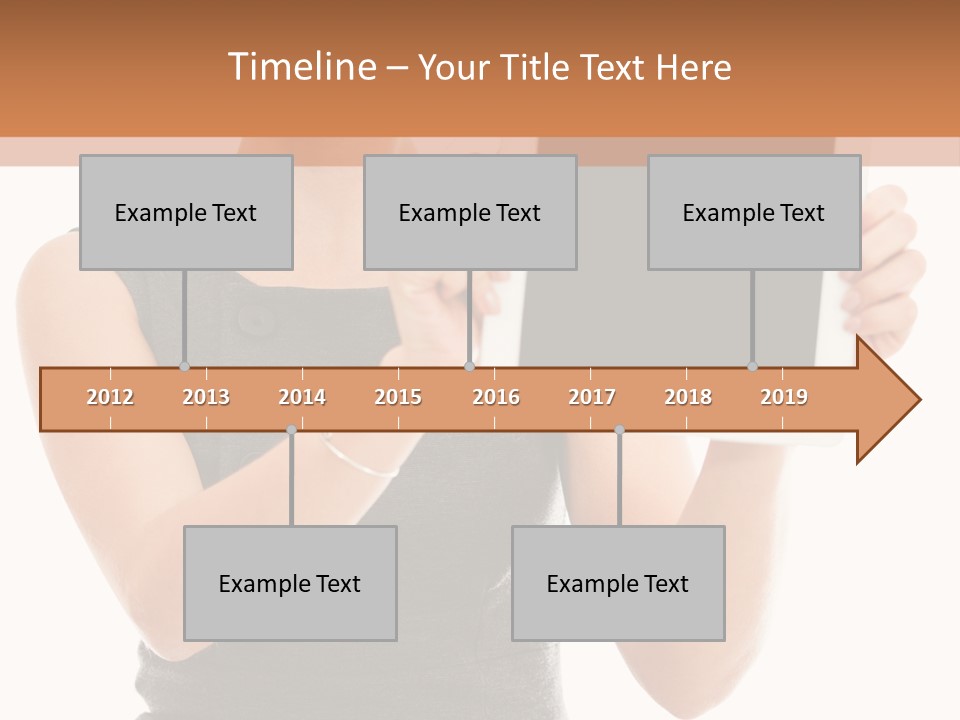A Woman Holding A Tablet Computer With A Blank Screen PowerPoint Template