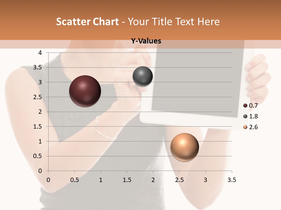 A Woman Holding A Tablet Computer With A Blank Screen PowerPoint Template