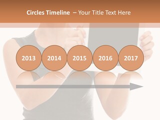 A Woman Holding A Tablet Computer With A Blank Screen PowerPoint Template