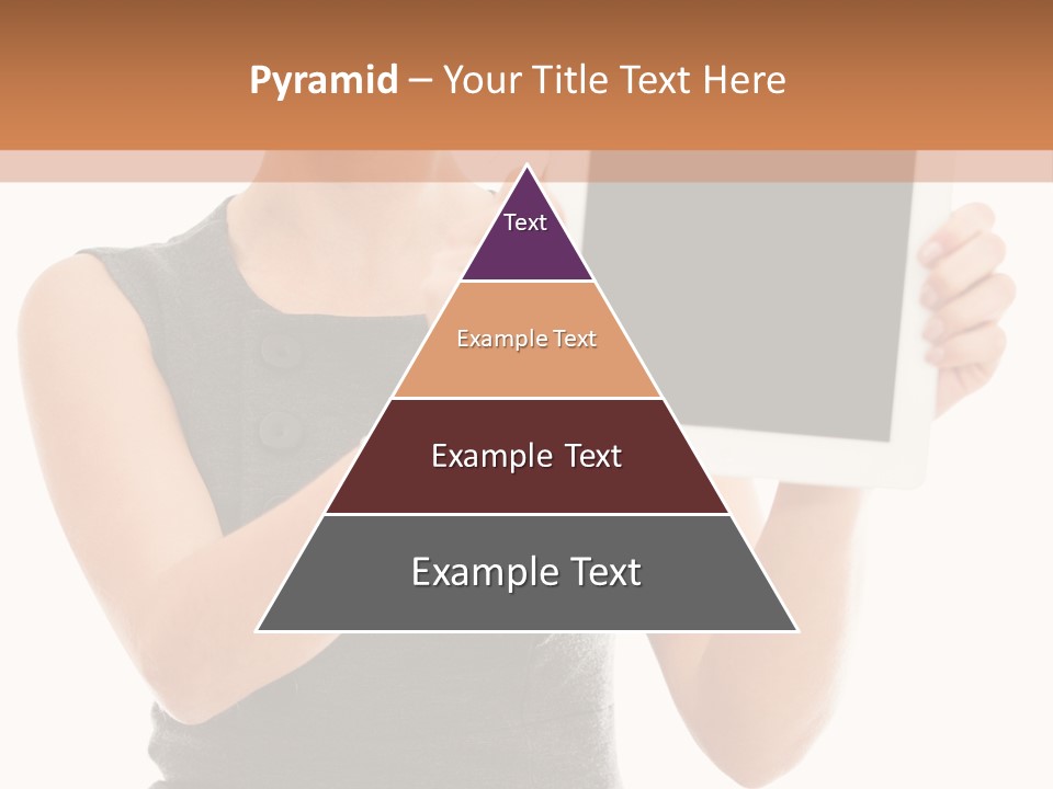 A Woman Holding A Tablet Computer With A Blank Screen PowerPoint Template