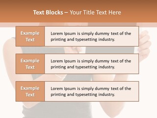 A Woman Holding A Tablet Computer With A Blank Screen PowerPoint Template