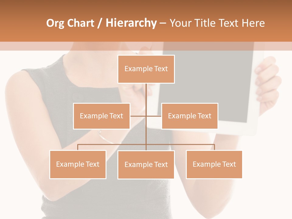 A Woman Holding A Tablet Computer With A Blank Screen PowerPoint Template