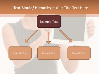 A Woman Holding A Tablet Computer With A Blank Screen PowerPoint Template
