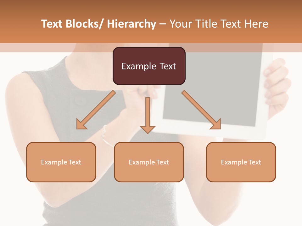 A Woman Holding A Tablet Computer With A Blank Screen PowerPoint Template