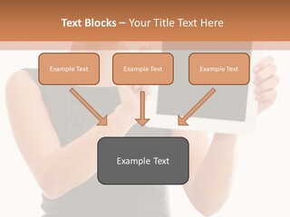 A Woman Holding A Tablet Computer With A Blank Screen PowerPoint Template