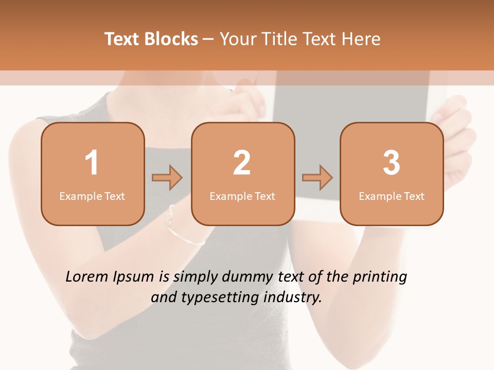 A Woman Holding A Tablet Computer With A Blank Screen PowerPoint Template
