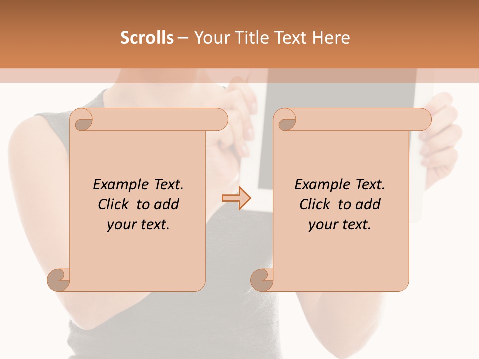 A Woman Holding A Tablet Computer With A Blank Screen PowerPoint Template