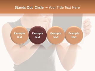 A Woman Holding A Tablet Computer With A Blank Screen PowerPoint Template