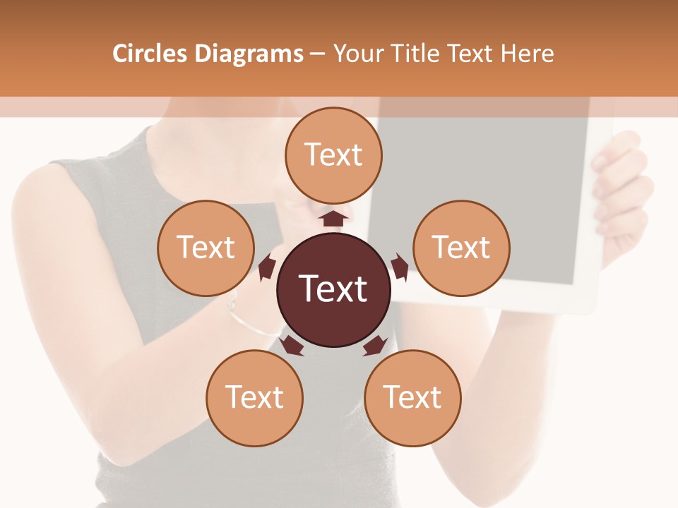 A Woman Holding A Tablet Computer With A Blank Screen PowerPoint Template