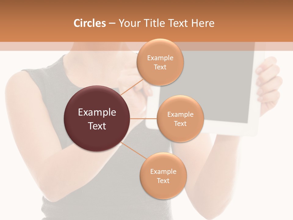 A Woman Holding A Tablet Computer With A Blank Screen PowerPoint Template