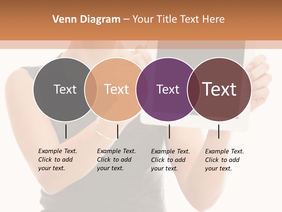 A Woman Holding A Tablet Computer With A Blank Screen PowerPoint Template