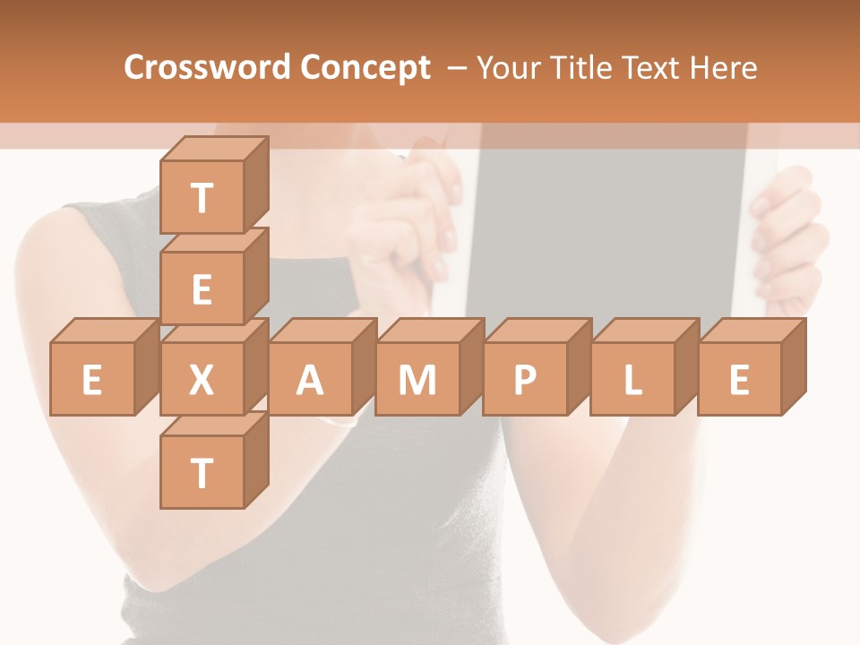 A Woman Holding A Tablet Computer With A Blank Screen PowerPoint Template