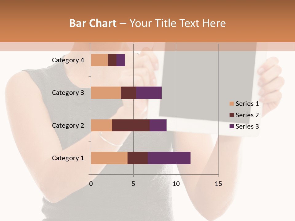 A Woman Holding A Tablet Computer With A Blank Screen PowerPoint Template