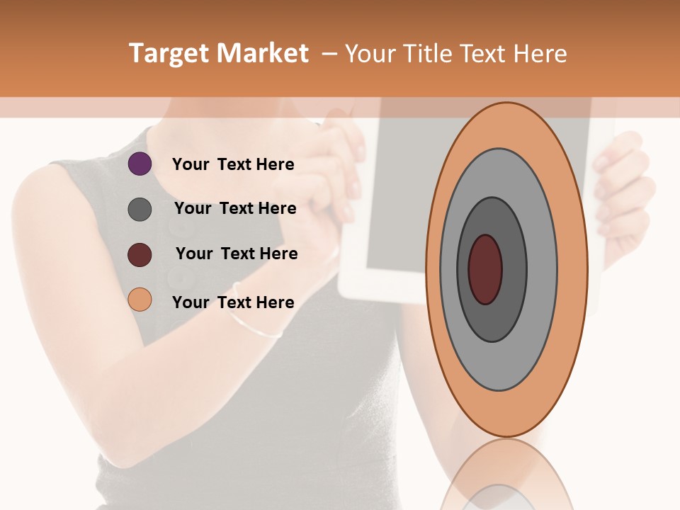 A Woman Holding A Tablet Computer With A Blank Screen PowerPoint Template