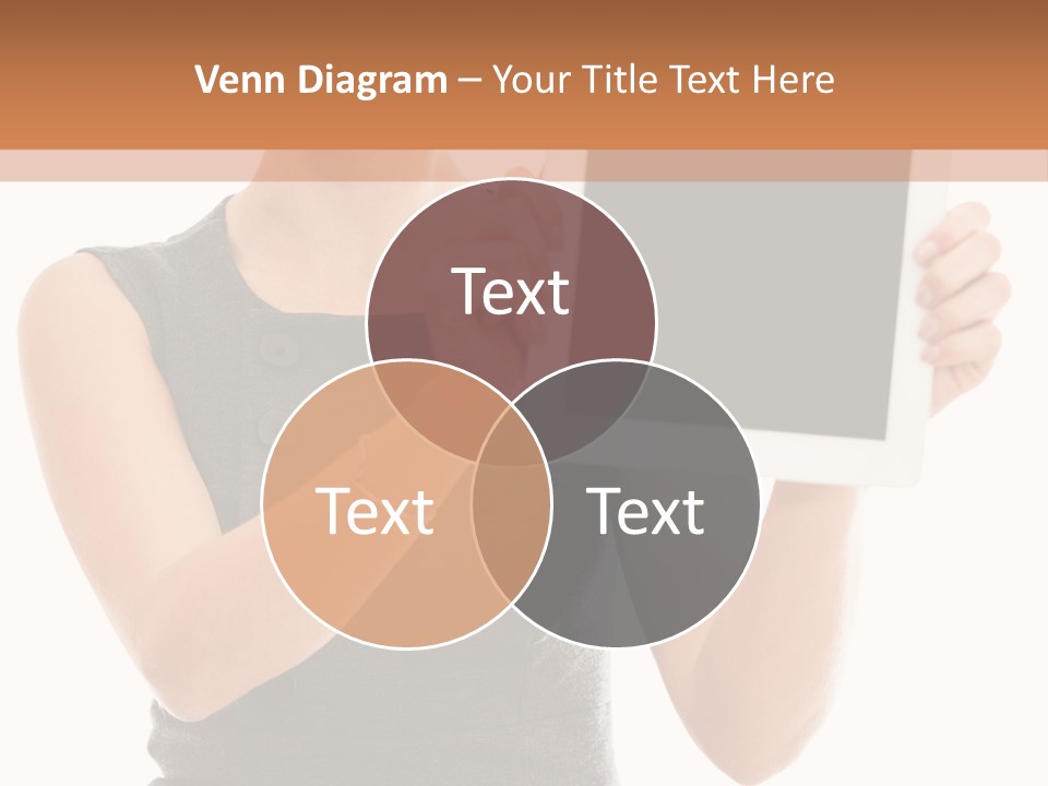 A Woman Holding A Tablet Computer With A Blank Screen PowerPoint Template