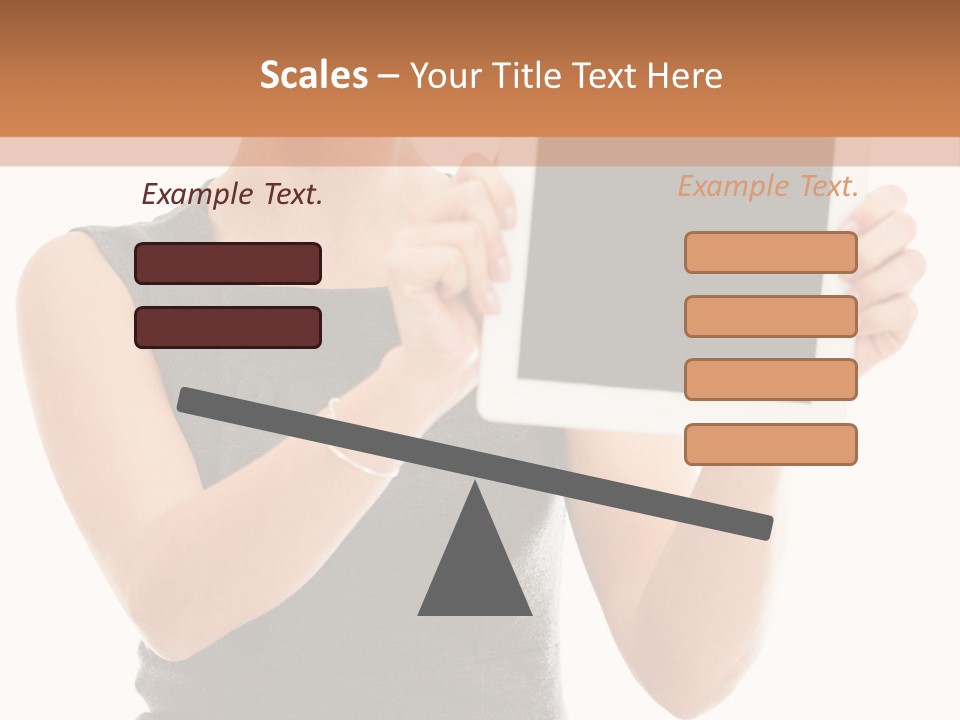 A Woman Holding A Tablet Computer With A Blank Screen PowerPoint Template