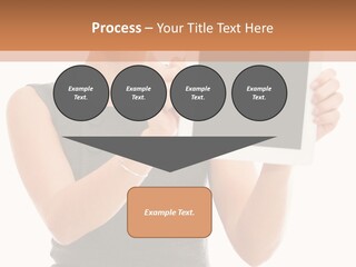 A Woman Holding A Tablet Computer With A Blank Screen PowerPoint Template