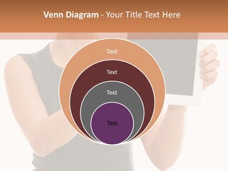 A Woman Holding A Tablet Computer With A Blank Screen PowerPoint Template