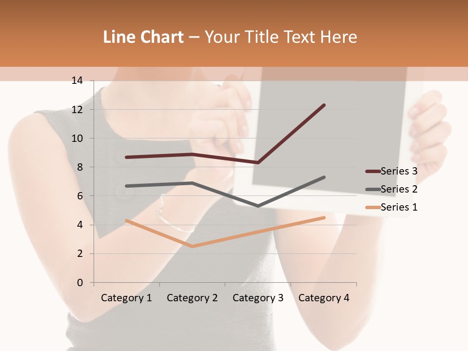 A Woman Holding A Tablet Computer With A Blank Screen PowerPoint Template